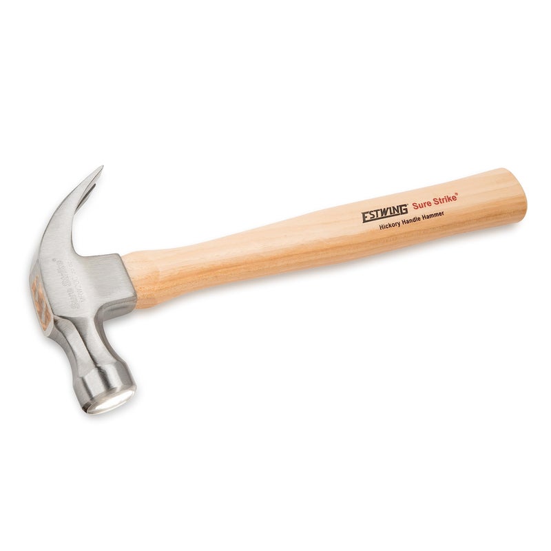 ESTWING Sure Strike Hammer - 20 oz Curved Claw Hammer with Smooth Face & Hickory Wood Handle - MRW20C - Image 2